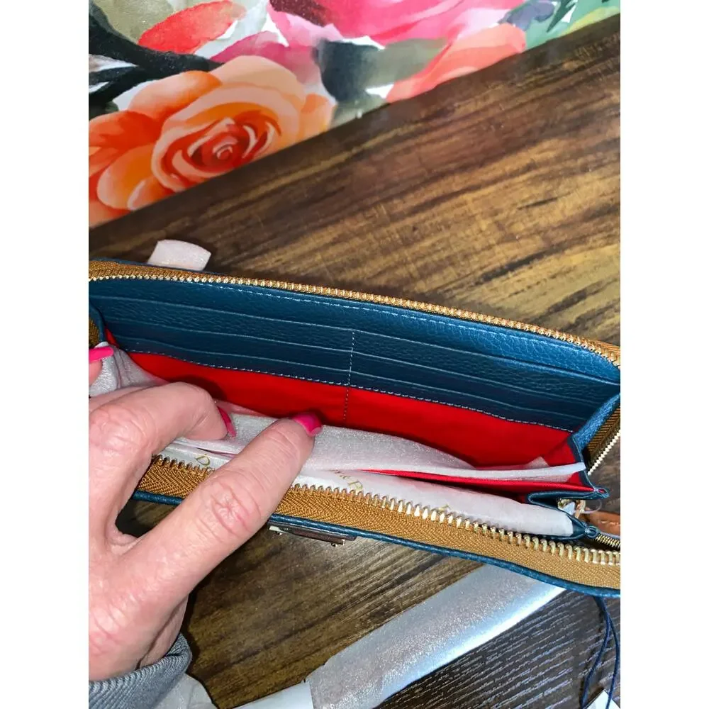 Dooney & Bourke Teal Pebble Leather Zip Around Crossbody Wallet NWT - Picture 8 of 12